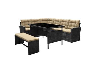 Concept Usine Conjunto de jard&iacute;n esquinero de 8 plazas en gris oscuro y crudo