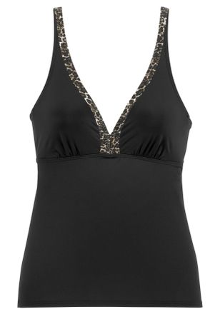 Lascana B&uuml;gel-Tankini-Top LASCANA Adele, Damen, Gr. 38, Cup E, schwarz (schwarz, leo), Recycling-Polyamid, Animal-Print, bedruckt, unifarben, Bikini-Oberteile