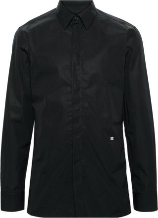 Givenchy logo-embroidered cotton shirt - men - Cotton - 37 - Black