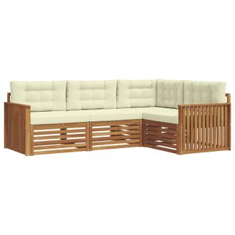 vidaXL Conjunto De Sof&aacute;s De Exterior Con Coj&iacute;n 4 Pcs Natural Y Crema Vidaxl