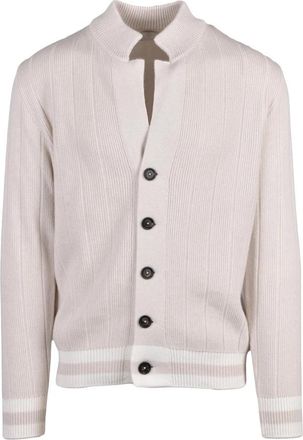 Eleventy English Rib Kasjmier Vest met Hoornen Knopen - Heren - Vesten - Beige - XL - Kasjmier - Truien & Vesten