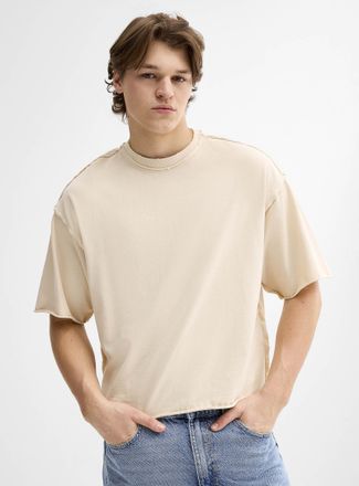 Djab Mens Raw hem cropped loose t-shirt