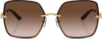 Tory Burch logo-plaque oversize-frame sunglasses - women - Metal - 58 - Gold