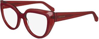 Ferragamo SF2984613 Cat-Eye Transparent Red Eyeglasses - Red