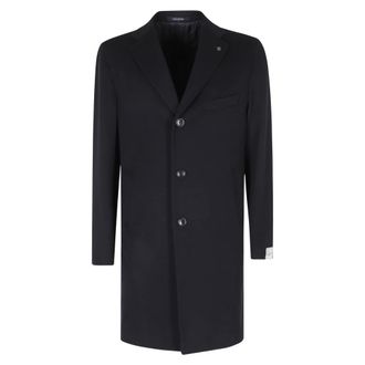 Tagliatore Jassen, Heren, Blauw, XL, Wol, Enkelrij jas van wol