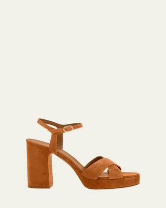 Stuart Weitzman Dayna Suede Crisscross Platform Sandals