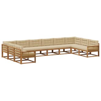 vidaXL Conjunto De Sof&aacute;s De Exterior 10 Uds. Natural Y Beige Vidaxl