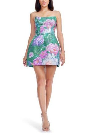 Dress The Population Amity Sequin Embellished Strapless Minidress in Capri Multi at Nordstrom Rack, Size X-Large