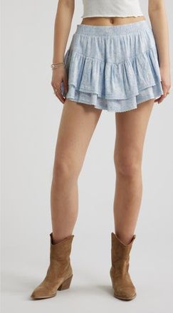 BP. Lace Trim Ruffle Skort in Blue- White Elisabeth Paisle at Nordstrom, Size Xx-Small