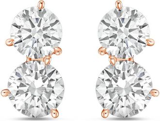Diana M. Jewels 14K RG Gold 2 Stone Earrings 3.00 Ct Tw