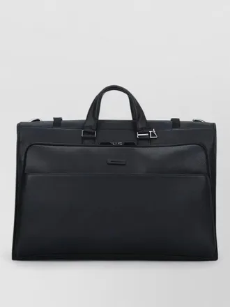Piquadro leather laptop bag front pocket handles