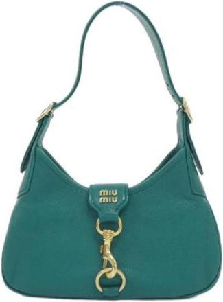 Miu Miu Pre-owned Madras Shoulder Bag - Dames - Vintage Handtas - Groen - ONE Size - Leer - Vintage