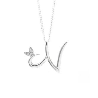 Say It With Winged Diamond Initial Necklace - Sterling Silver - N/18 | Size: 18 inches