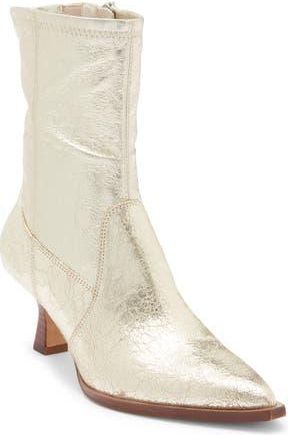 Dolce Vita Arya Pointed Toe Bootie in Light Gold at Nordstrom Rack, Size 10.5 Wide Calf