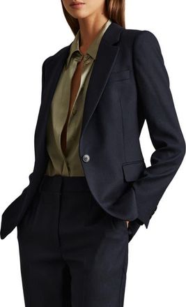 Reiss Hallie Wool Blend Blazer in Navy at Nordstrom, Size 12 Us