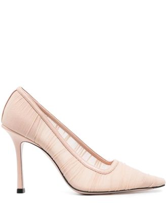 Jimmy Choo London 100mm Lotta pumps - women - Calf Leather/Fabric/Calf Leather/Fabric/Calf Leather/Rubber - 38 - Pink