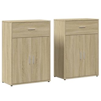 Berkfield Home Sideboards 2 pcs Sonoma Oak 60x30x84 cm Engineered Wood in Light Tan | Size: 60 x 30 x 84 cm
