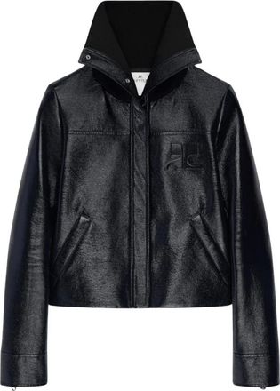 Courr&egrave;ges Reedition Vinyl Jacket - Dames - Leren en Su&egrave;de Jassen - Blauw - S - Katoen - Jassen