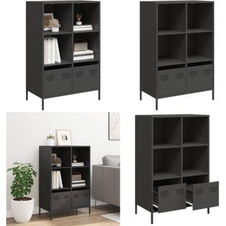 vidaXL Credenza Nera 68x39x103,5 cm in Acciaio - Credenza nera - Credenza con cassetto