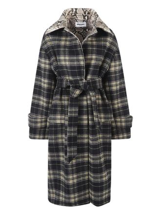Duran Lantink belted plaid coat - Blauw