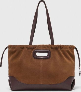 Maje Leather And Suede M Tote Bag - Camel/brown - Maje