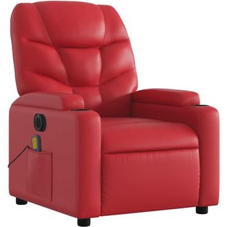 vidaXL Sill&oacute;n De Masaje Reclinable El&eacute;ctrico De Cuero Artificial Rojo Vidaxl
