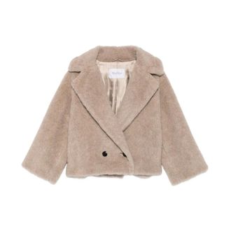 Max Mara Faux Fur & Shearling Jackets, female, Beige, Size: S Cappotto doppiopetto Mxmcambusa