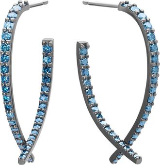 Lana Jewelry Small 14K Gold Blue Diamond Upside Down Hoop Earrings in Black Gold at Nordstrom