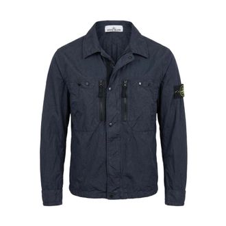 Stone Island Light Jackets, male, Blue, Size: XL Stone Island Coats