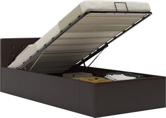 vidaXL Cama Canap&eacute; Hidr&aacute;ulica Cuero Sint&eacute;tico Gris 90x200 Cm