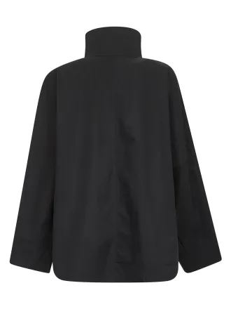 Toteme Womens Windbreaker Jacket Parachute Canvas Black Organic Cotton Bomber