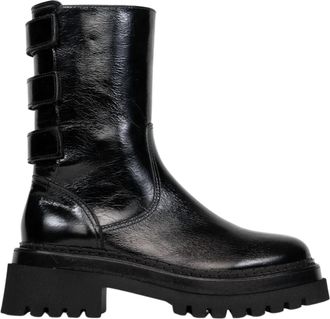 Homers Golva Leather Flat Ankle Boots In Superluxe Black