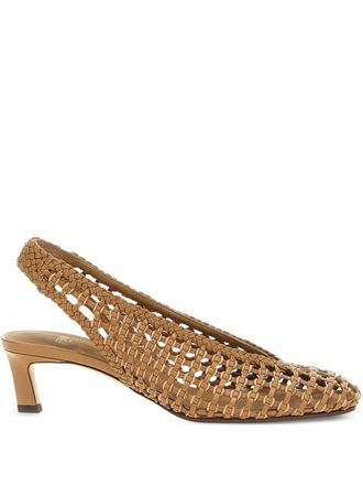 Fendi 46mm woven slingback pumps - women - Calf Leather/Calf Leather/Calf Leather - 41 - Brown
