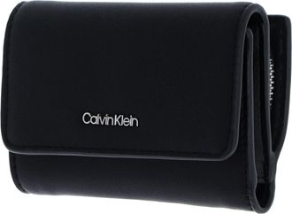 Calvin Klein Women RE-Lock Trifold MD W/Chain Wallets, Ck Black