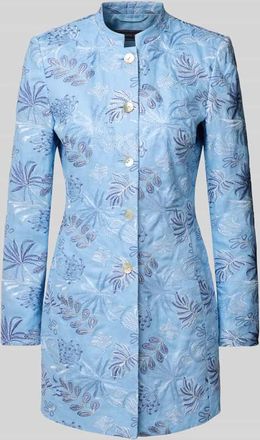 White Label Taillierter Longblazer aus reinem Leinen in Hellblau, Größe 36