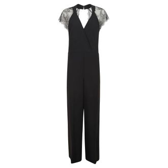 Twinset Jumpsuit met kanten V-hals - Dames - Jumpsuits & Playsuits - Zwart - Maat: M Leer