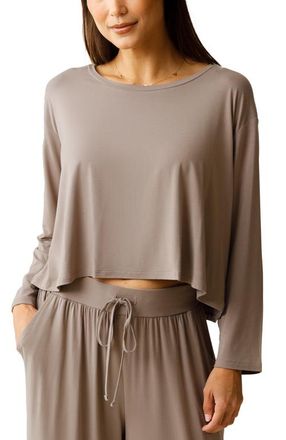 Kindred Bravely Aria Casual Long Sleeve Cropped Top in Taupe at Nordstrom, Size X-Large
