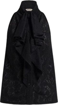 Alberta Ferretti Top halter de encaje de lana con volantes - Tops - Mujer - Negro - XS