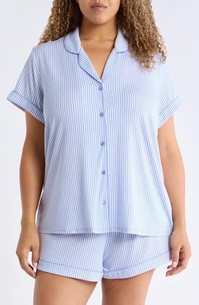 Nordstrom Moonlight Eco Short Pajamas in Blue - Ivory Skinny Stripe at Nordstrom, Size 1X