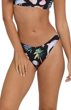 Billabong Party Wave Hike Bikini Bottoms in Black Pebble at Nordstrom, Size X-Small