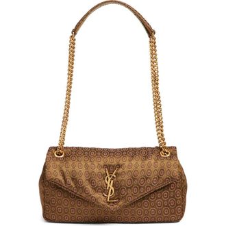 Saint Laurent Small Calypso Jacquard Shoulder Bag in Ocre Multicolor at Nordstrom