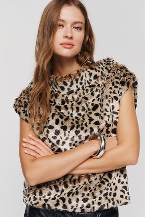Maeve Faux Fur Sleeveless Top