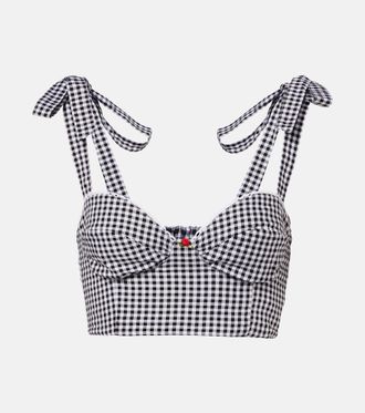 Bananhot Alba gingham cotton poplin crop top