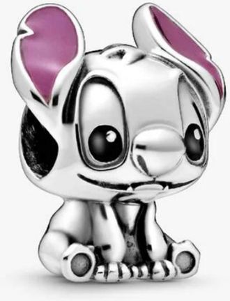 Pandora Disney Stitch Silver Charm With Black And Purple Enamel