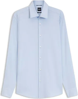 BOSS Slim-fit shirt in a thermoregulating structured cotton blend