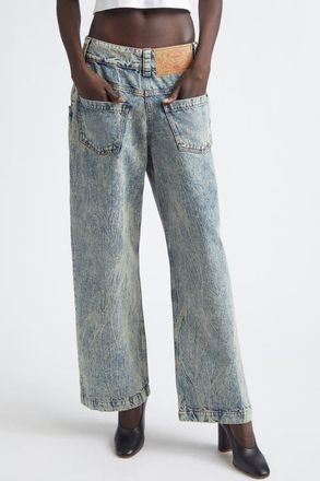Vaquera Acid Wash Backwards Wide Leg Jeans in Blue at Nordstrom, Size 26
