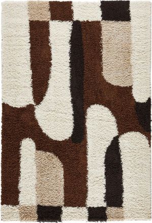 Nazar Rugs Alfombra shaggy de pelo largo dise&ntilde;o gr&aacute;fico - marr&oacute;n - 120x160 cm