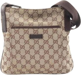 Gucci Pre-owned Cross Body Bags, female, Beige, Size: ONE SIZE Pre-owned Vintage Canvas Shoulder Bag