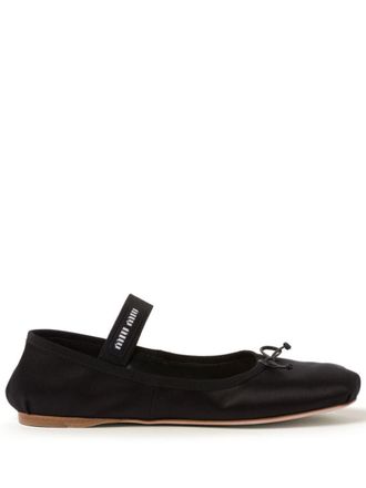 Miu Miu Satin Ballerinas With Elastic Band Shoes