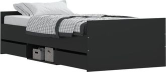 vidaXL Estructura de cama con cabecero piecero negro 90x200 cm Vidaxl